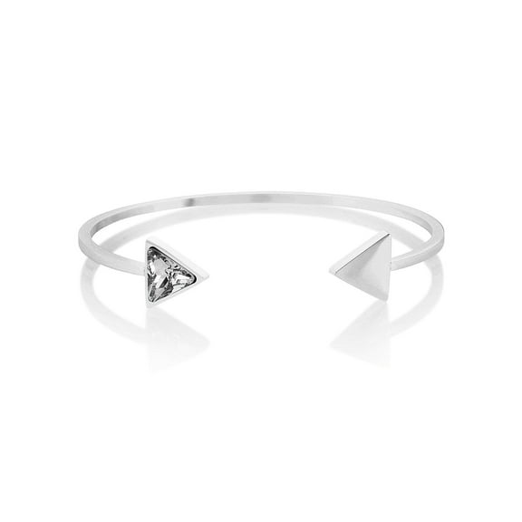 ELYA Jewelry Women's Trillion-Cut Cubic Zirconia Stainless Steel Cuff Bracelet