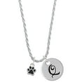 thumbnail image 1 of Delight Jewelry Silvertone Mini Translucent Black Paw Silvertone Script Initial Disc - Q - Charm Necklace, 20"+3", 1 of 4