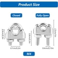 thumbnail image 2 of Stainless Steel Cable Clamps, Steel Cable Clamps, U-Shaped Cable Clamps for Wire Rope, Wire, Rope, 30PCS-M4-4mm, 2 of 5