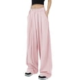 thumbnail image 2 of Lucakuins, pantalones de traje de pierna ancha para mujer, pantalones sueltos casuales elásticos de Color sólido para el trabajo, ropa de calle de oficina Lucakuins  moda, 2 of 9