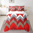 thumbnail image 2 of Erosebridal Futuristic Geometry Bed in a Bag Full size, Red Stripe Bed Set, Abstract Decor, Reversible 7pcs, 2 of 5