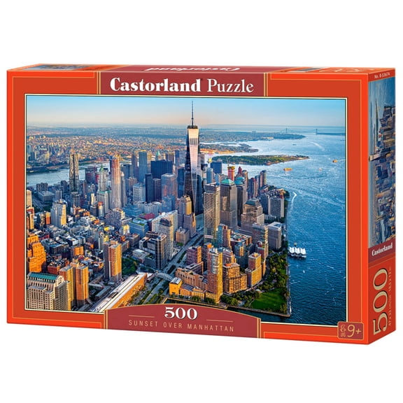 500 Piece Jigsaw Puzzle, Sunset over Manhattan, New York, NYC, cityscape puzzle, USA, Adult Puzzles, Castorland B-53674