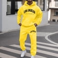 thumbnail image 2 of Fabrcox M-5XL 2 Piece Sweatsuits for Men Fleece Hoodie and Sweatpants Set for Men Causal Athletic Gym Sweatshirt Joggers Track Suits Mens Yellow L, 2 of 7