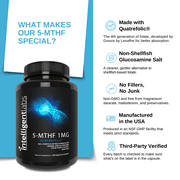Intelligent Labs 5-MTHF L-Methylfolate 1mg (1000mcg) | Active Folate with Quatrefolic for Cellular Function Support | 120 Capsules (4-months Supply)