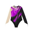 thumbnail image 5 of renvena Kids Girls Mesh Splice Long Sleeve Dance Leotards Shiny Metallic Athletic Ballet Dancewear Size 6-16 Purple 10, 5 of 7
