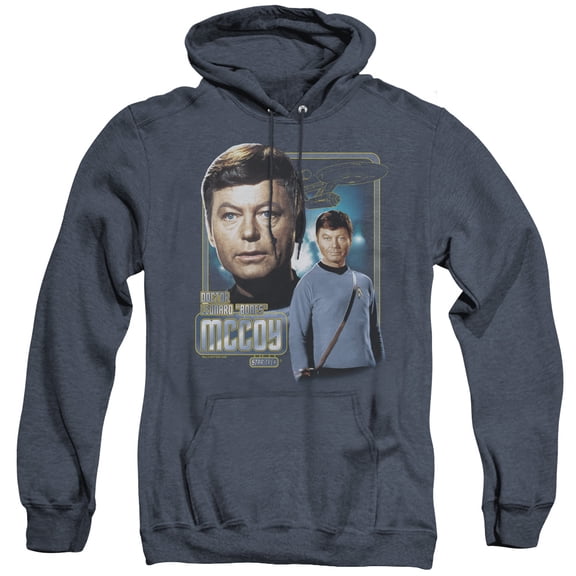 Star Trek Doctor Mccoy Adult Heather Hoodie Sweatshirt Navy