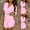 1-Pink, variant on Women Satin Robe 3 Piece Set Short Kimono Bathrobe with Belt Soft Silk Sleepwear Bridesmaid Loungewear Nightwear