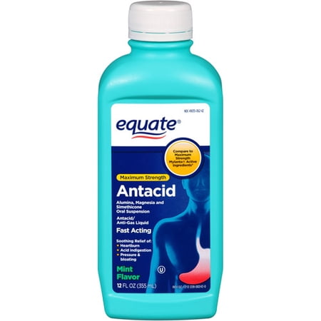 Equate Maximum Strength Antacid over-the-Counter Mint Flavor Liquid, 12 fl oz