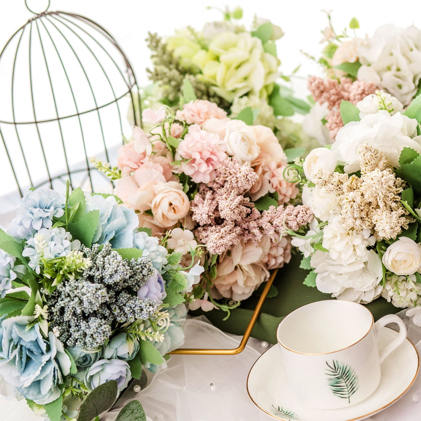 SPRING PARK 1 Bouquet Artificial Rose Bouquet Silk Fake Flowers Leaf ...