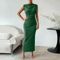 thumbnail image 2 of kamemir Women's Ruched Bodycon Dress Summer Casual Sleeveless Back Slit Elegant Club Evening Party Maxi Dresses(Green,M), 2 of 6