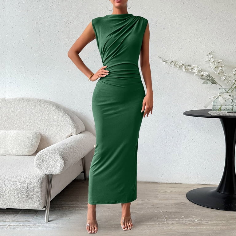 Siilsaa Women's Ruched Bodycon Dress Summer Casual Sleeveless Back Slit Elegant Club Evening Party Maxi Dresses Green,S - Walmart.com Siilsaa Women's Ruched Bodycon Dress Summer Casual Sleeveless Back Slit Elegant Club Evening Party Maxi Dresses Green,S - Walmart.com