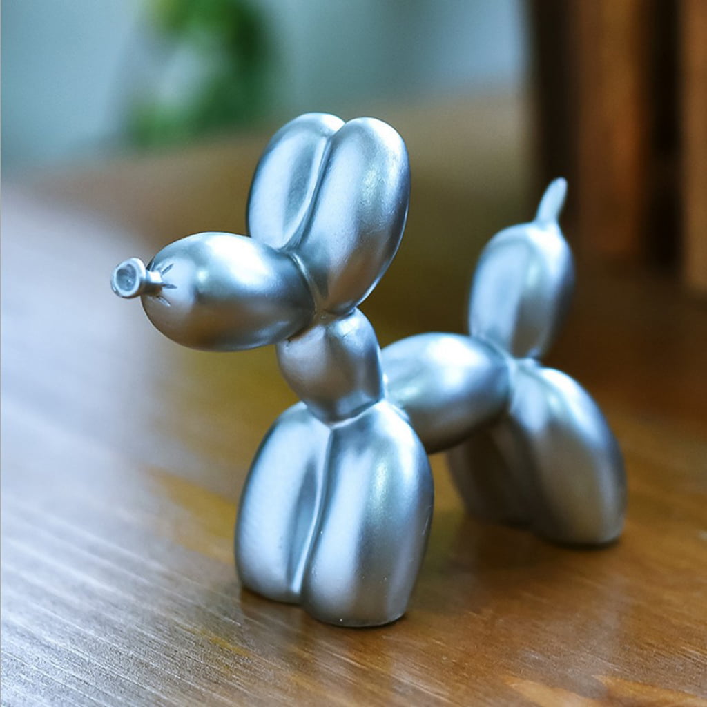 4Pcs Resin Metallic Balloon Dog Pop Art Sculpture Statue Desktop Ornament 