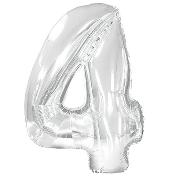38 inch CTI Number 4 - Silver Foil Mylar Balloon - Party Supplies Decorations