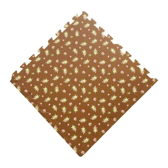 9Pcs Printed Flower Grain Floor Foam Puzzle Mat, Eva Anti Fatigue Extra Thick Children Exercis