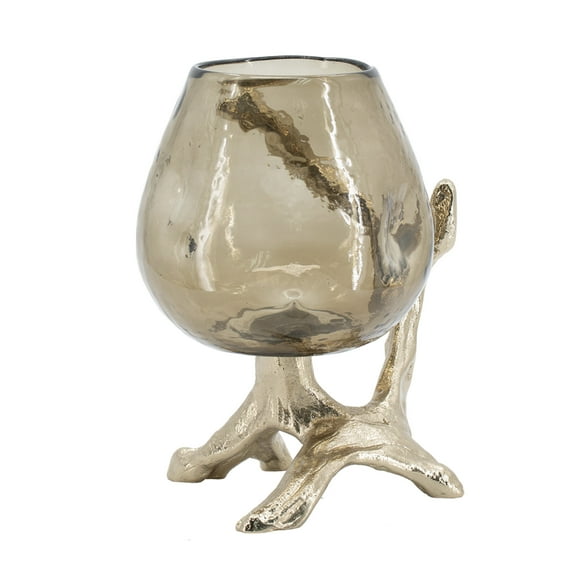 CC Home Furnishings Pinched Glass Candle Holder with Legs - 10.5"