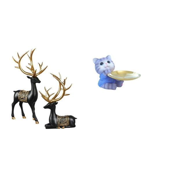 Escultura De Resina De Reno, Alce Y Ciervo, Estatua De Animal, Bandeja De Gato, Cuenco, Colección De Decoración Moderna Para El Hogar, Para Mesa, Armario, Estante, Comedor, Boda, Regalo De