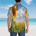 thumbnail image 4 of Balery butterfly and sunflower Print Men's Hawaiian Shirts Short Sleeve Beach Shirt Relaxed Fit Vacation Button Down Shirts,XX-Large, 4 of 7