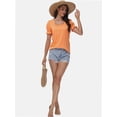 thumbnail image 6 of 3-pack Coral color Tops for Women Summer Casual Ruffle Trim Sleeve Square Neck T Shirts, 6 of 6