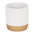 thumbnail image 3 of Aurone Round Ridged Ceramic Pot with Gold Finished Base - Small - White, 3 of 4