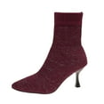thumbnail image 6 of Dasayo Red Women's Boots Fall Dress Ankle High Heel Mesh Stretch Pull on Boots Shoes for Women 38, 6 of 9
