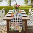 thumbnail image 4 of Table Runners 70 Inches Long Dress Scarves, Easter Bunny Farmhouse Coffee/Dining/Kitchen Table Decor, Holiday Table Runner, Spring Easter Eggs Floral Black White Check 13x70 Inch, 4 of 9