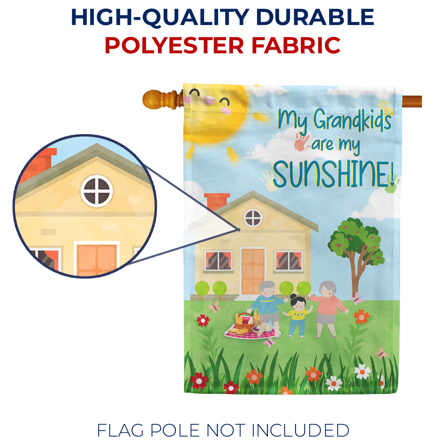 America Forever Grandkids Sunshine House Flag, 28 x 40 inches Double Sided, Heartwarming Family Decoration, Grandparent Gift Flag, Family Outdoor Flag for Yard and House