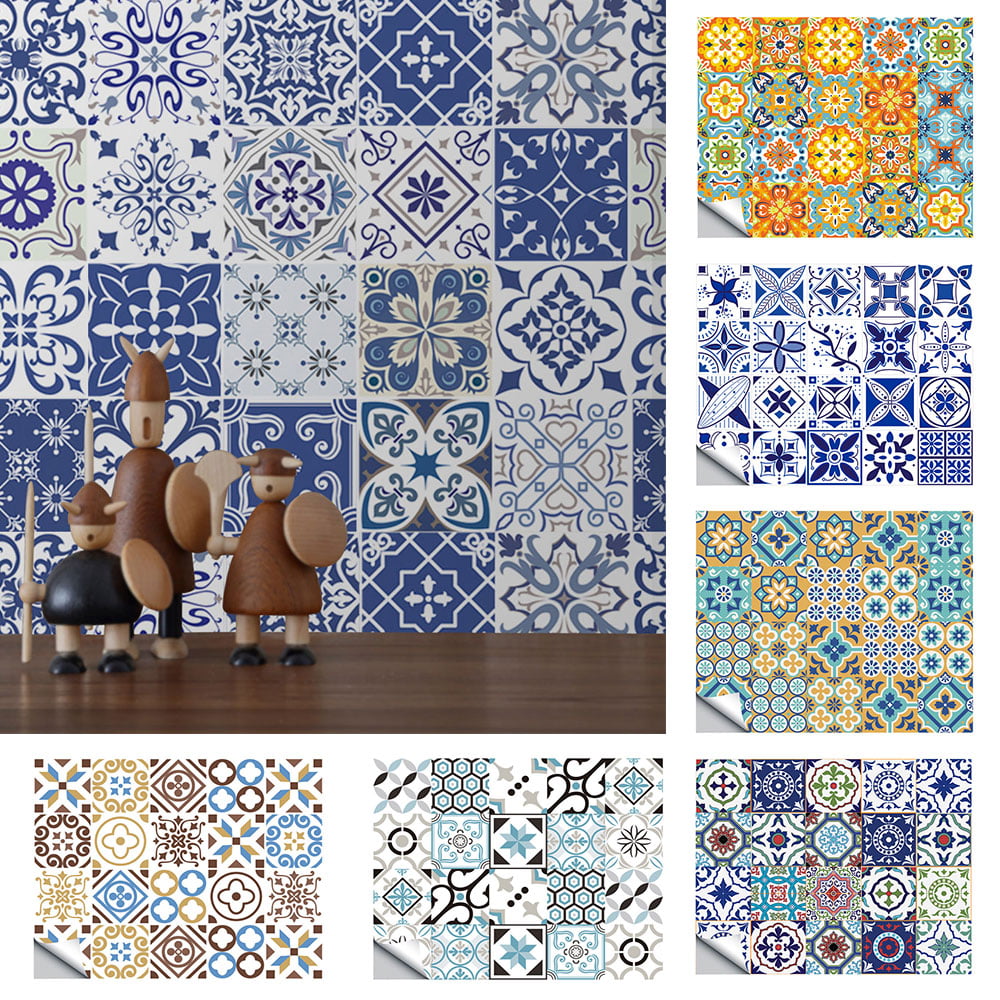 6Pcs Moroccan Style DIY Vinyl Self Adhesive Tile Wall Decal Sticker Home Decor 