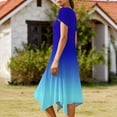thumbnail image 5 of Ashirexll Womens Summer Dresses, Flowy Dresses for Women, Fashion Casual Short Sleeve Solid Color Round Neck Irregular Hem Midi Dress, 5 of 6