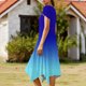 thumbnail image 5 of TaTaai Women's Casual Gradient Print Round Neck Short Sleeve Dress with Ruffle Sleeves Irregular Hem Fashion Midi Dress Soft Breathable Fabric for Spring Summer Daily Life Gift, 5 of 6