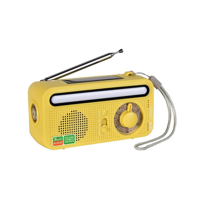 Manivela de mano recargable de emergencia Solar, Radio naranja, se mantiene conectado en cualquier clima, cuatro modos de fuente de alimentación