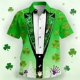 thumbnail image 2 of IWRICH St. Partick's Day Funny Shirts for Men T-Shirt Button down Short Sleeve Hawaiian Shirts 07-Green L, 2 of 3
