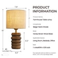 thumbnail image 3 of 15'' Japandi Solid Wood Base Table Lamp Modern Classic Nightstand Lamp with Beige Fabric Shade for Bedside Foyer Dining Room, 3 of 12