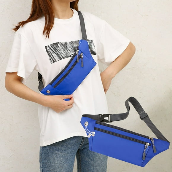 Under 10,Waterproof Fanny Pack for Women and Men, Crossbody Belt Bag, Bum Bag with 3 Zipper Pockets, Adjustable Strap for Travel, Running, Cycling, | Nylon, Blue-240 $BS$3