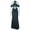 black, variant on Women's Halter Sleeveless Hollow-Out Pleated Mermaid Long Dress, High Waist, Solid Color