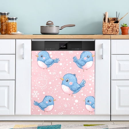 BZSMCE Dishwasher Magnet Cover Magnetic Sticker Creatively Whimsical Winter Blues Printed 23"x26"