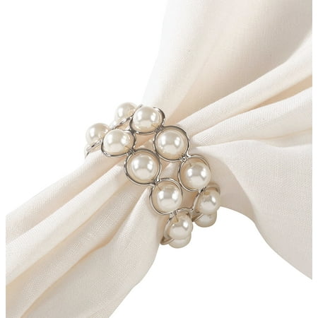 

Fennco Styles Faux Pearl Beaded Napkin Ring - Set of 4
