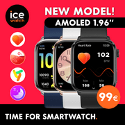 ICE-WATCH - Ice Smart 2.0 - Square Rose-Gold Connected Watch with Metal Strap - 023331 (1.7 Inches) - iOS, Android Water Resistant Smartwatch - Bluetooth, Pedometer, Games