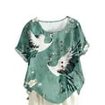 thumbnail image 4 of Weiqiqre Chemises pour Femmes Col Rond Manches Courtes Tunique à Boutons T-shirt Blouse, 4 of 4