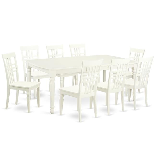 Kitchen Tables & Chair Set with One Dover Dining Table & 8 Chairs, Linen White 5 Piece