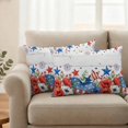 thumbnail image 2 of 4th of July Outdoor Waterproof Pillow Covers, Red Blue Independence Day Floral Star Vintage Decorative Rectangle Throw Pillowcase Sofa Cushion Sham for Patio/Couch/Chair, 20"x12" 2 Pack, 2 of 8