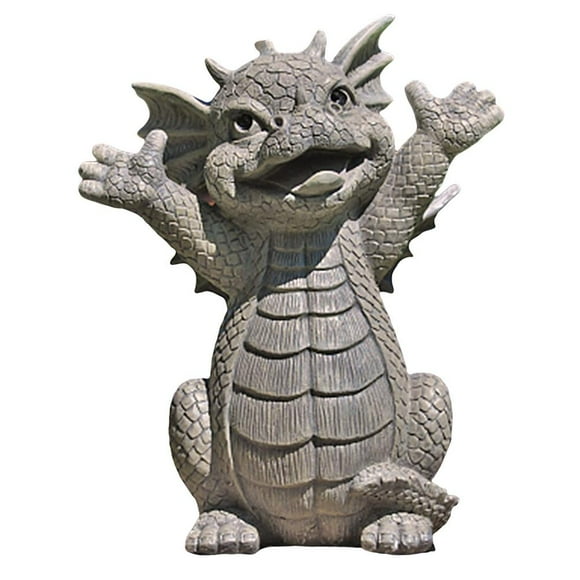 1pcs Garden Dragon Statue Cute Baby Dragon Winking Yoga Baby Dragon Statue Gray C