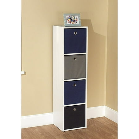 Utility Bookcase Tower with 4 Fabric Bins, Multiple Colors - Walmart.com