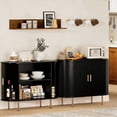 thumbnail image 5 of Aisword Sideboard Buffet Cabinet with Storage,Mid Century Modern Fluted Accent Coffee Bar Console Table,Tambour Sliding Doors& Adjustable Shelf for Kitchen, Living Room, Entryway, 40 Inch Black, 5 of 7