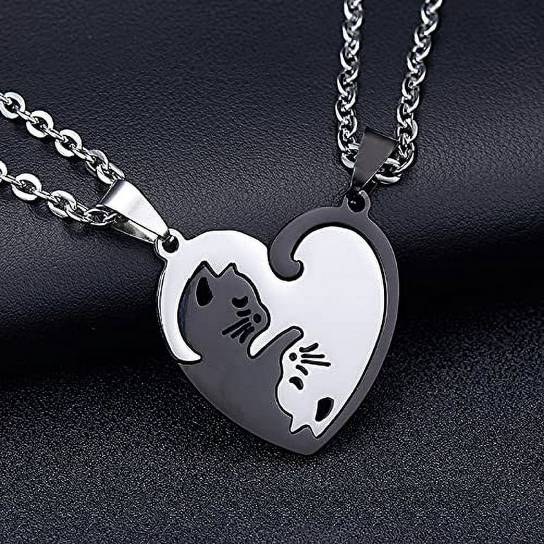 2 Pcs/Set Heart Couple Magnetic Necklace For Women Paired Pendants Chain  Lover Girls Party Choker Valentine's Day Jewelry Gift