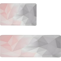 omezin Pink Kitchen Rug Set of 2, Anti-Fatigue Pink and Grey Kitchen Mat, Non-Slip Waterproof Washable Comfort Standing PVC Floor Mats, Memory Foam Cushioned Runner Rugs,17.3x28 17.3x47 Inch
