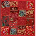 thumbnail image 3 of Stylo Culture Indian Decorative Throw Pillow Covers 16 x 16 Vintage Patchwork Red Bohemian 40cm x 40cm Home Decor Cotton Floral Square Cushion Covers | Set Of 5, 3 of 3