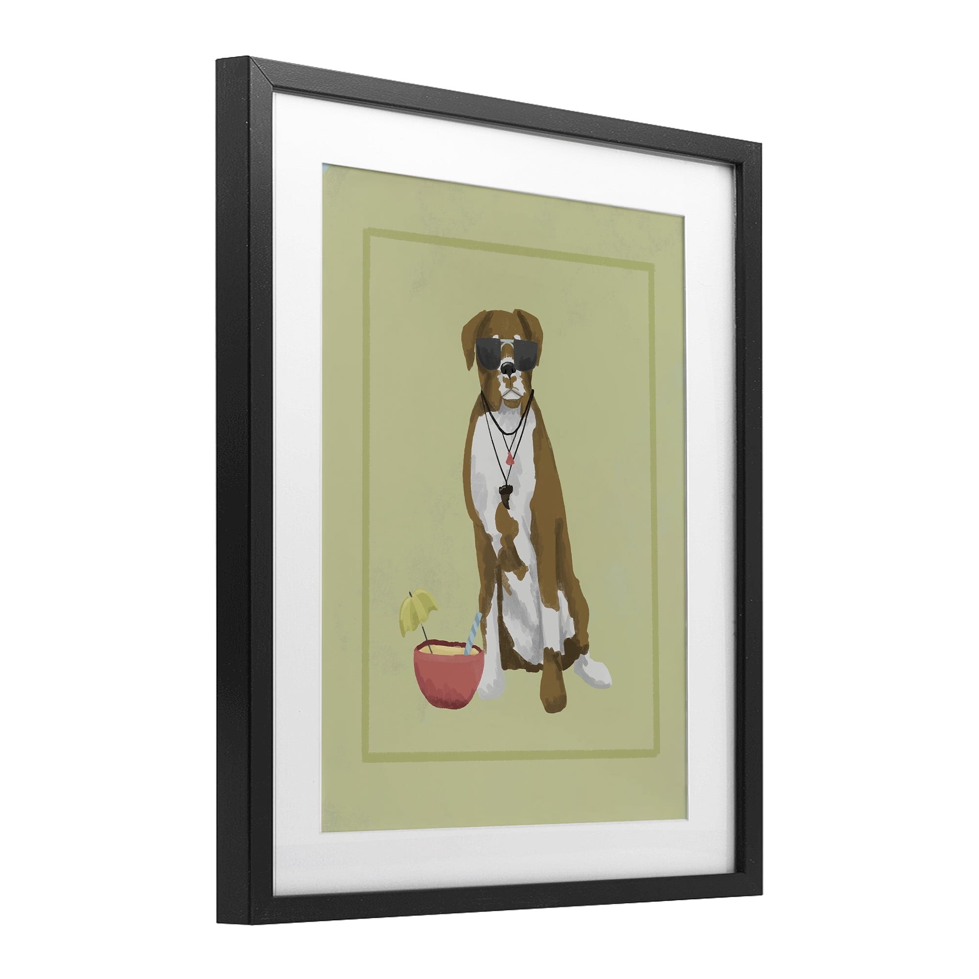 Stupell Industries Boxer Beach Day Black Framed Print Under Glass, design by Sadie Harper