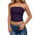 thumbnail image 6 of idosla Womens Tube Top Summer Going Out Tops Strapless Y2K Bandeau Spring Fitted Shirts Beach Vacation Clothes (Purple, M), 6 of 6