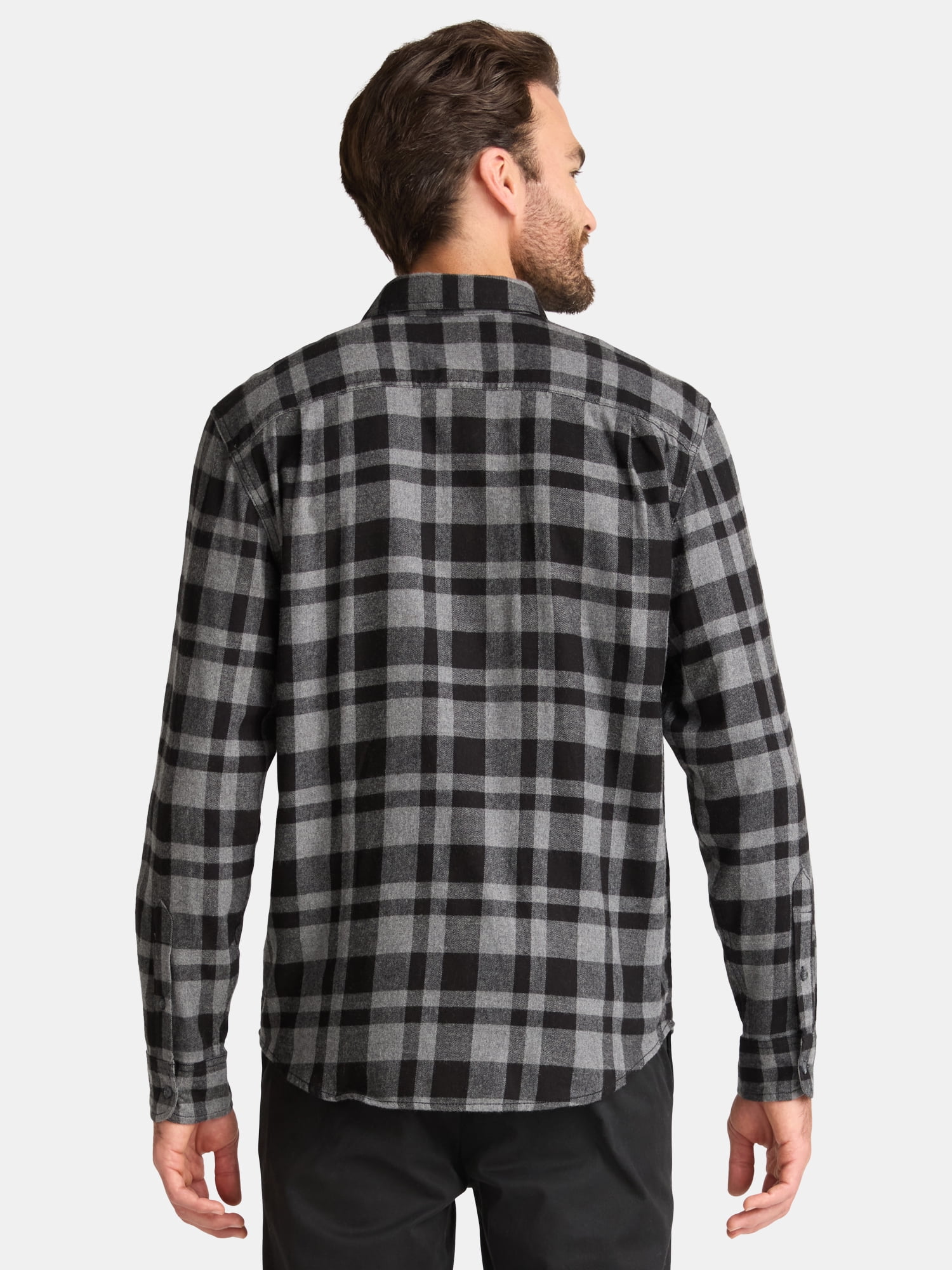 George Men's & Big Men's Relaxed Fit Double Pocket Flannel Shirt, Sizes XS-3XLT