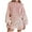 Pink, variant on Office Suit Set Women Casual Loose Pocket Drawstring Shorts Long Sleeve High-Neck Round-Neck Blouses Set 2 Piece Tracksuit S-94 Beige L